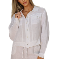 Collared Button Down Linen Jacket