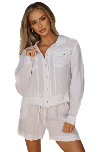 Collared Button Down Linen Jacket