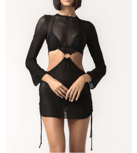 Long Sleeve Mesh Cover Up With Circle