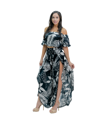 Tropical Flower Off Shoulder Top