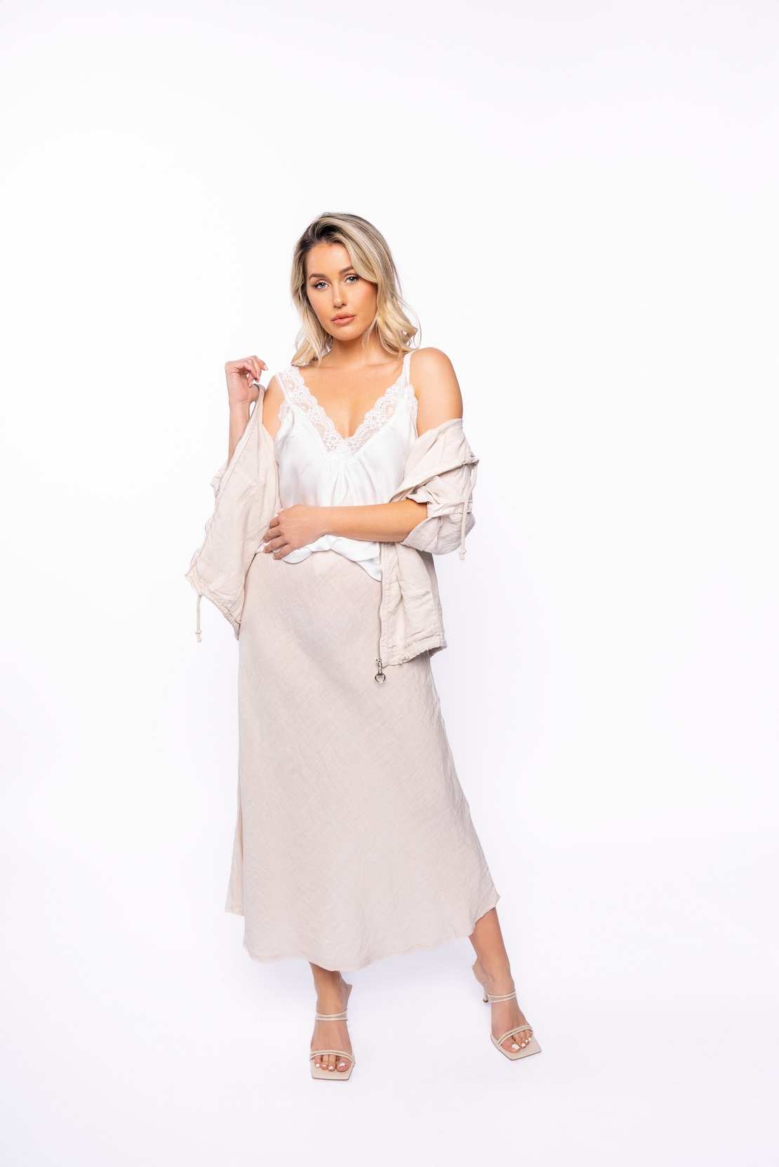 Linen Jacket W/ Adjustable Zipper