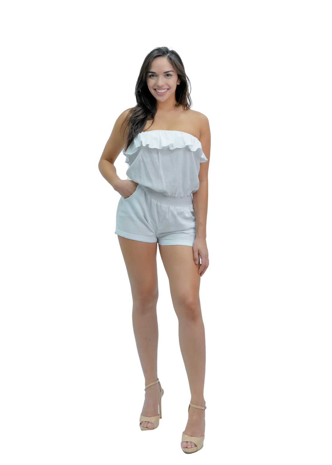Classic Strappless Linen Romper