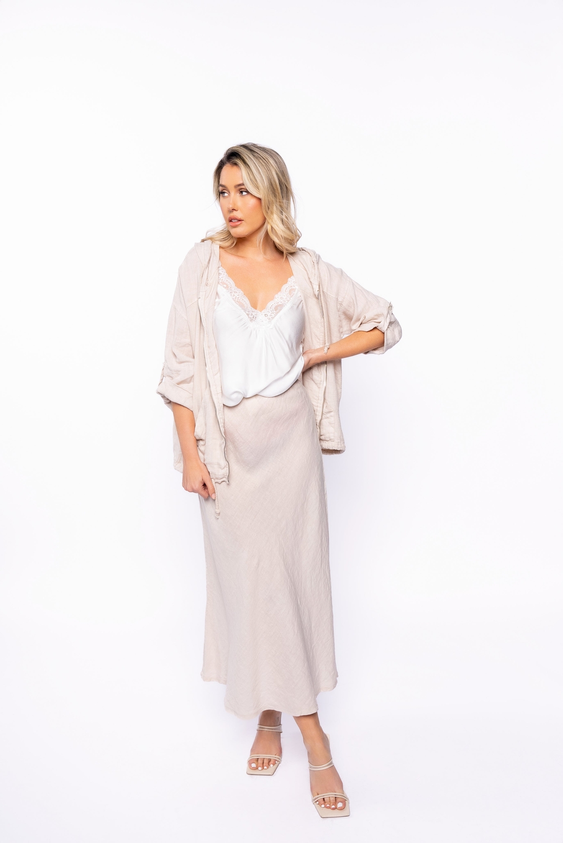 Linen Jacket W/ Adjustable Zipper