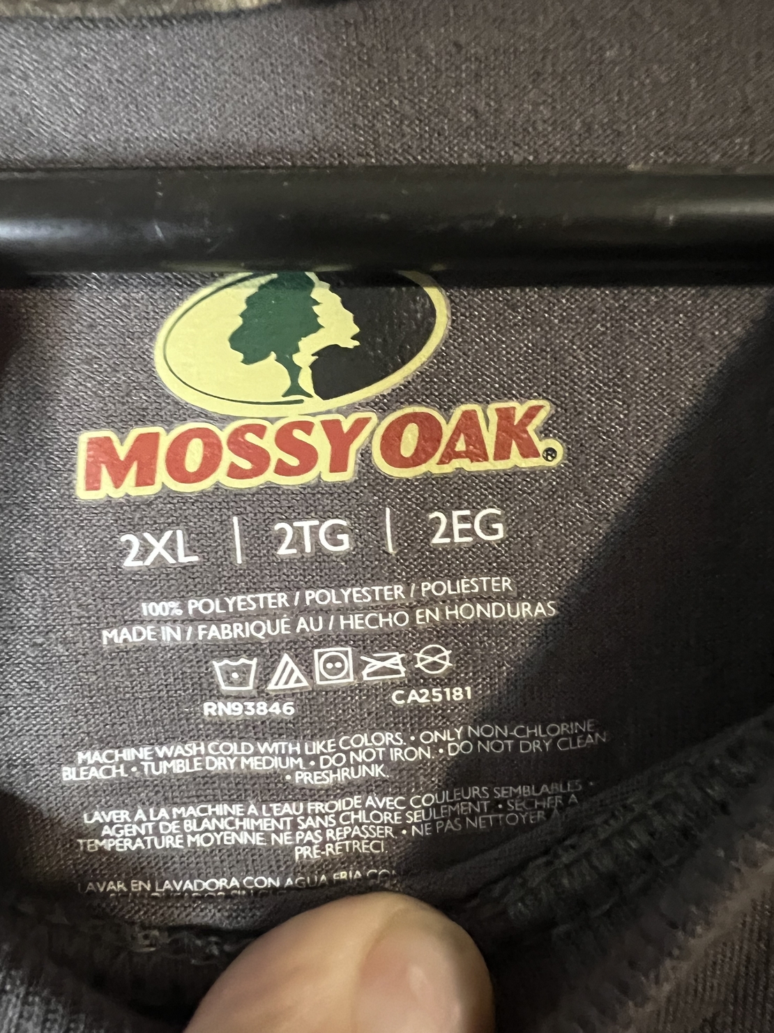 Mens 2xl Mossy Oak Gray and Camo Tshirt